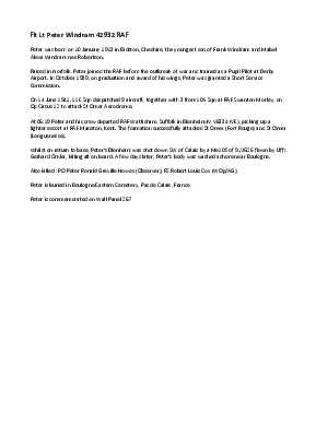 A preview of a PDF biography for Windram, Peter